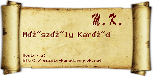 Mészöly Karád névjegykártya